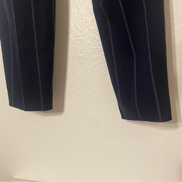 Express Navy Stripe Paper Bag Style Tie Waist Pant with Pockets - Picture 8 of 11